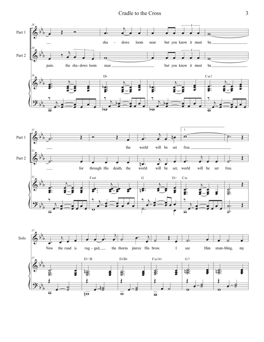 Cradle to the Cross (Vocal solo with 2-part choir) 2-Part scores gallery preview page 3