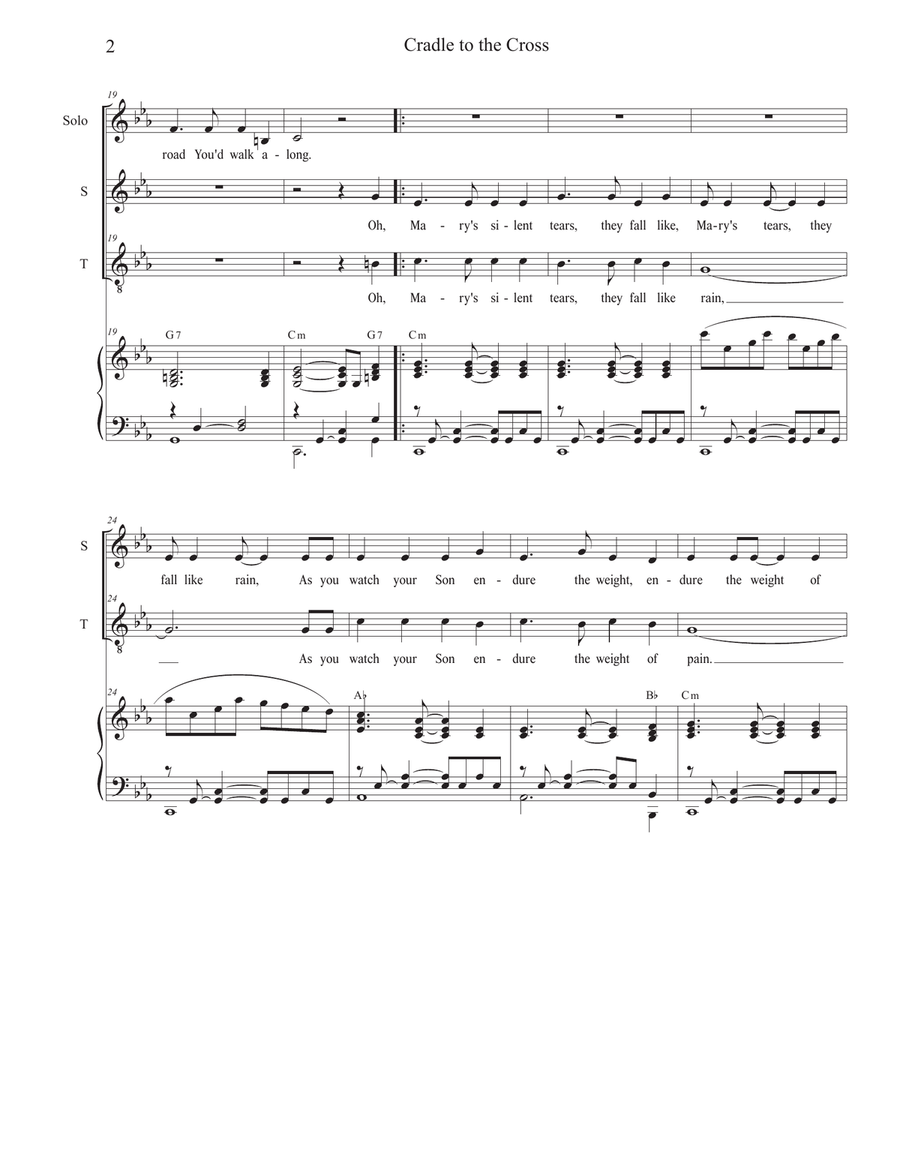 Cradle to the Cross (Vocal solo with 2-part choir - (Soprano and Tenor) 2-Part scores gallery preview page 2