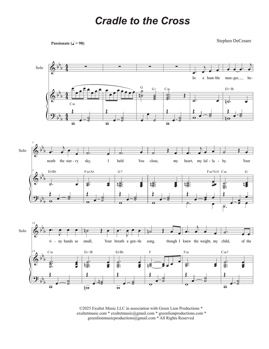 Cradle to the Cross (Vocal solo with 2-part choir - (TB) TB scores gallery preview page 1
