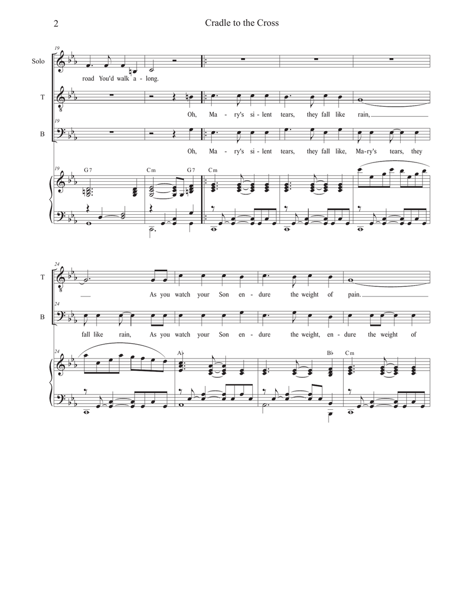 Cradle to the Cross (Vocal solo with 2-part choir - (TB) TB scores gallery preview page 2