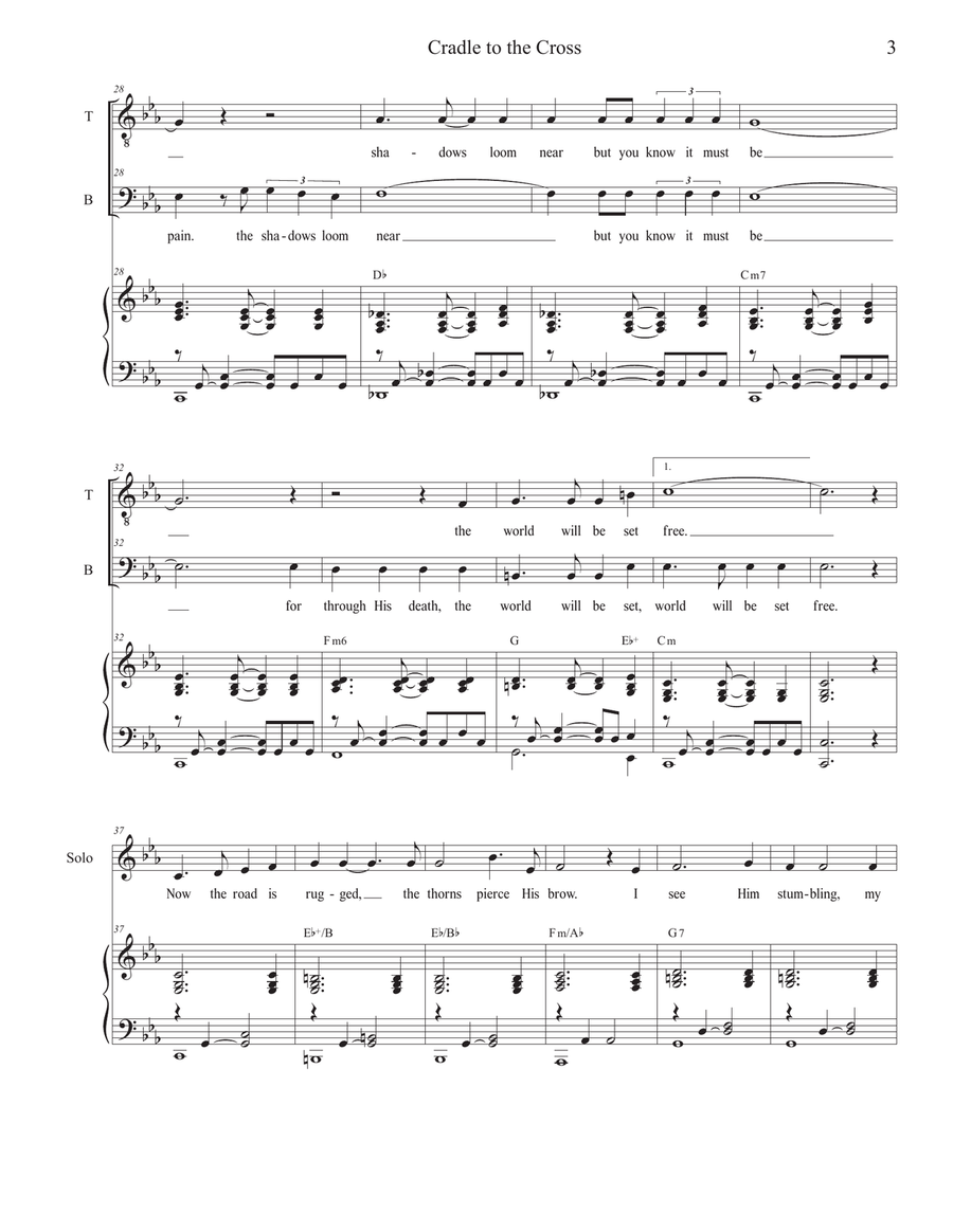 Cradle to the Cross (Vocal solo with 2-part choir - (TB) TB scores gallery preview page 3