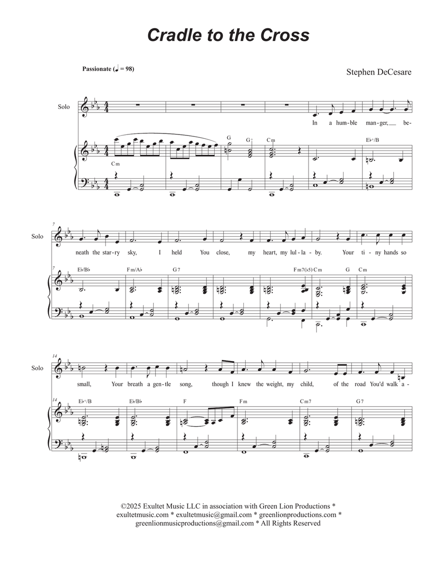 Cradle to the Cross (Vocal solo with SATB) 4-Part scores gallery preview page 1