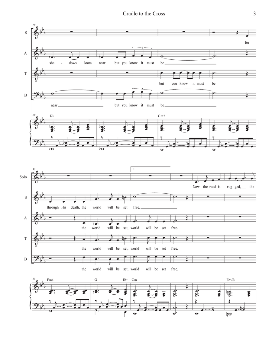 Cradle to the Cross (Vocal solo with SATB) 4-Part scores gallery preview page 3