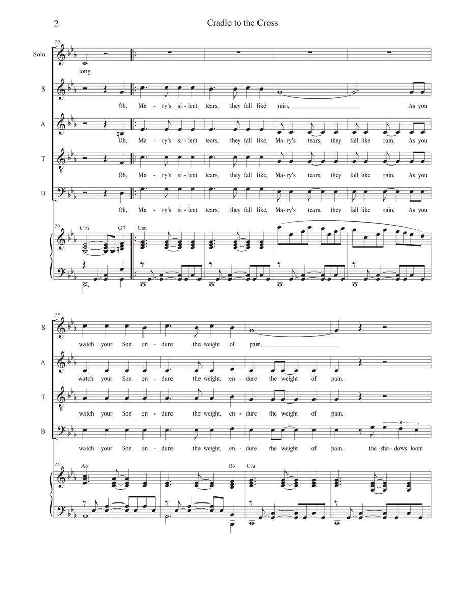 Cradle to the Cross (Vocal solo with Vocal Quartet (SATB) 4-Part scores gallery preview page 2