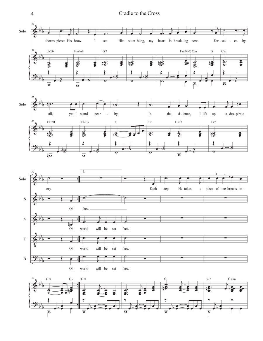 Cradle to the Cross (Vocal solo with Vocal Quartet (SATB) 4-Part scores gallery preview page 4