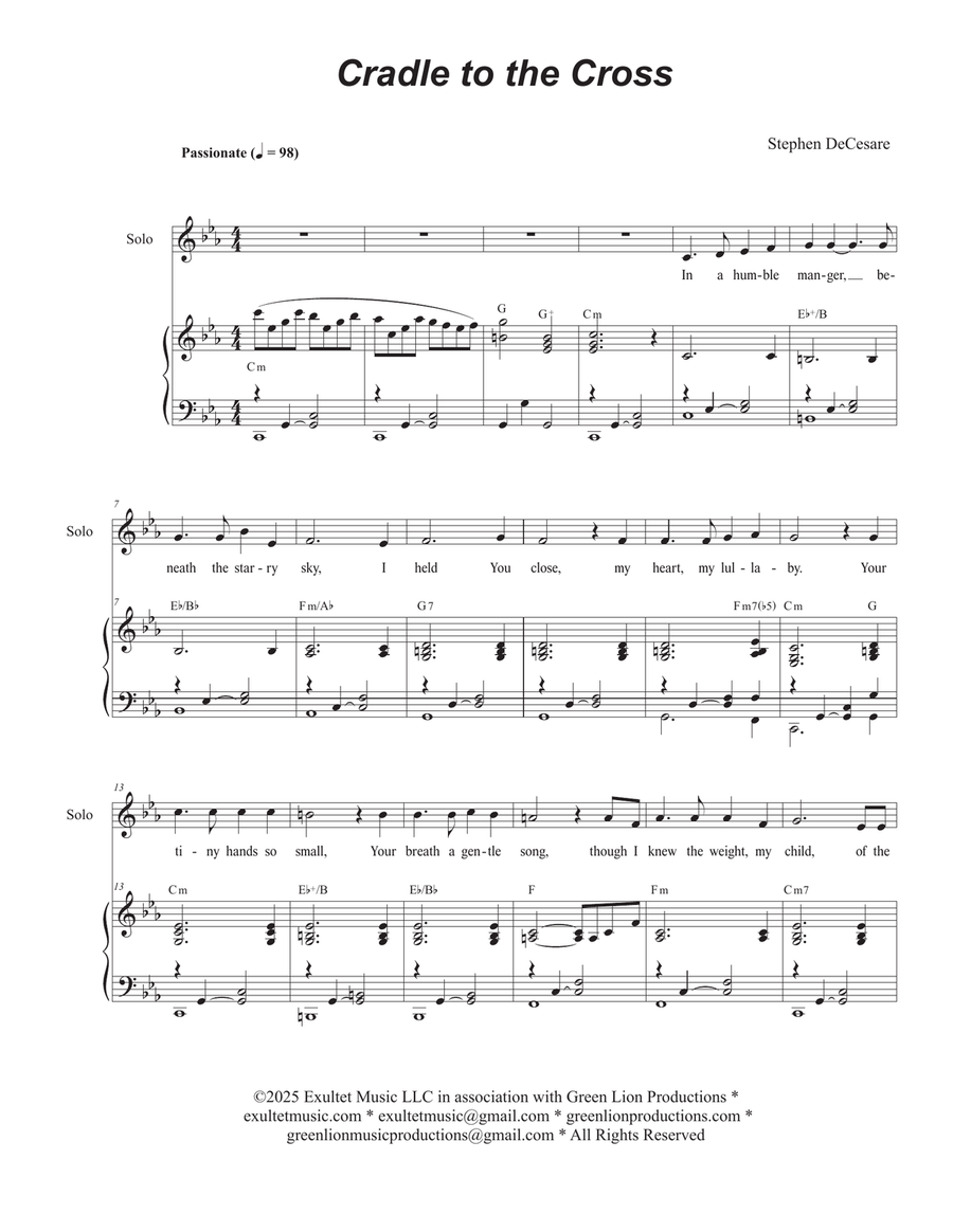 Cradle to the Cross (Vocal solo with Vocal Trio (SAB) 3-Part scores gallery preview page 1