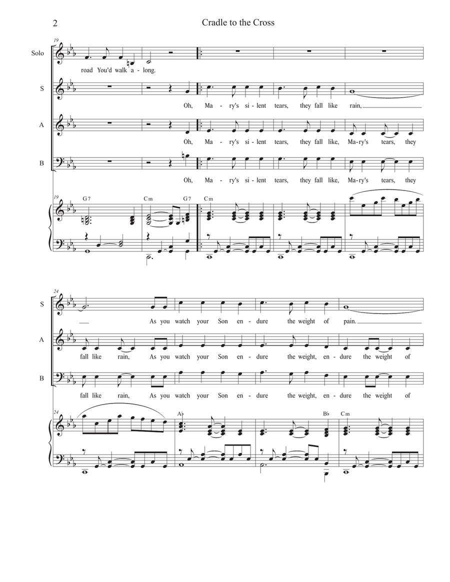 Cradle to the Cross (Vocal solo with Vocal Trio (SAB) 3-Part scores gallery preview page 2