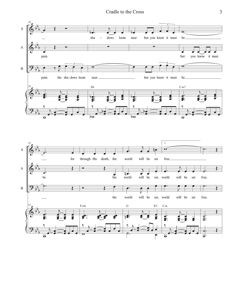 Cradle to the Cross (Vocal solo with Vocal Trio (SAB) 3-Part scores gallery preview page 3