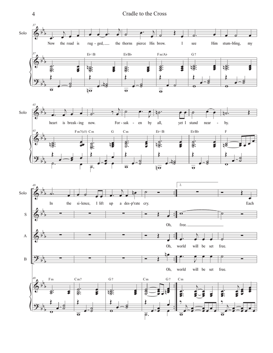 Cradle to the Cross (Vocal solo with Vocal Trio (SAB) 3-Part scores gallery preview page 4