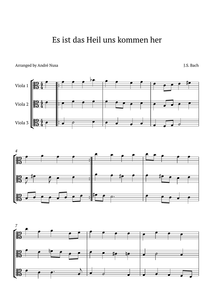 Es ist das Heil uns kommen her String Trio scores gallery preview page 1