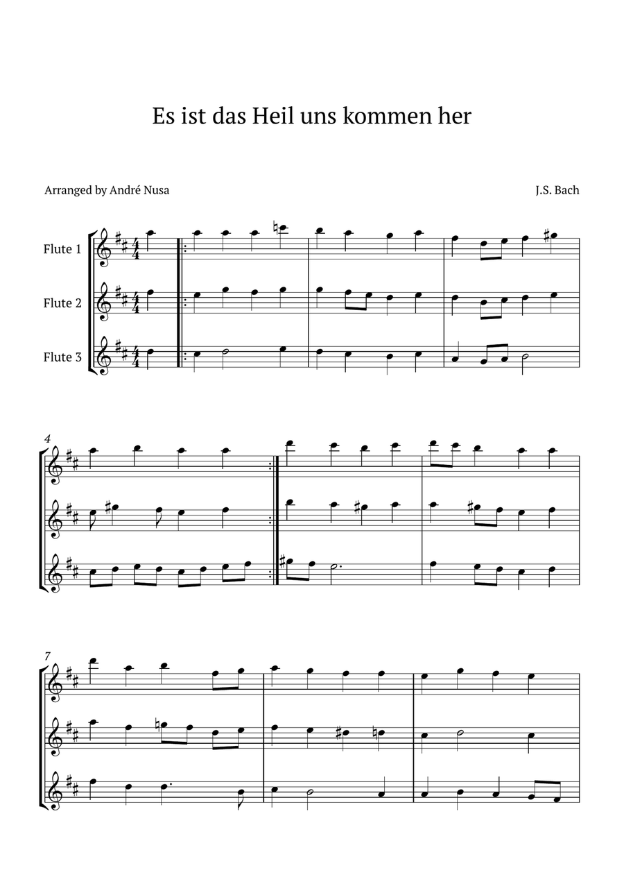 Es ist das Heil uns kommen her Flute Trio scores gallery preview page 1