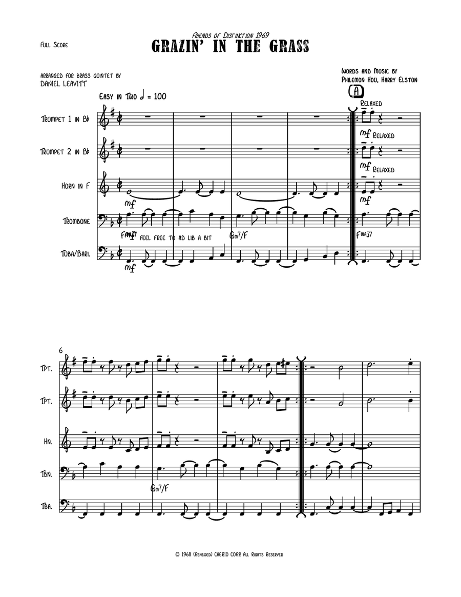 Grazing In The Grass Grazing In The Grass Brass Quintet scores gallery preview page 2