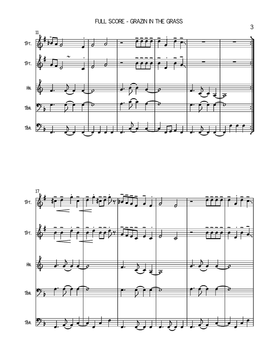 Grazing In The Grass Grazing In The Grass Brass Quintet scores gallery preview page 3