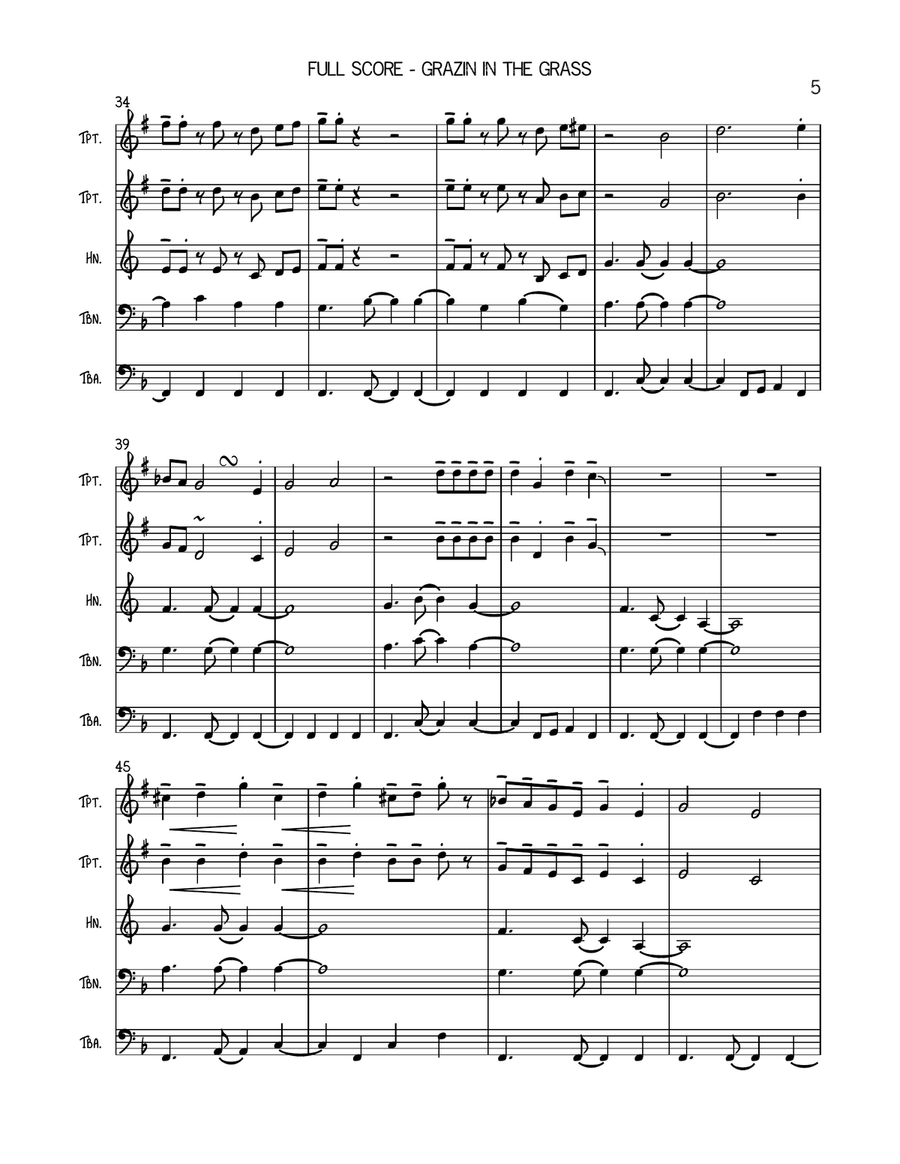 Grazing In The Grass Grazing In The Grass Brass Quintet scores gallery preview page 5
