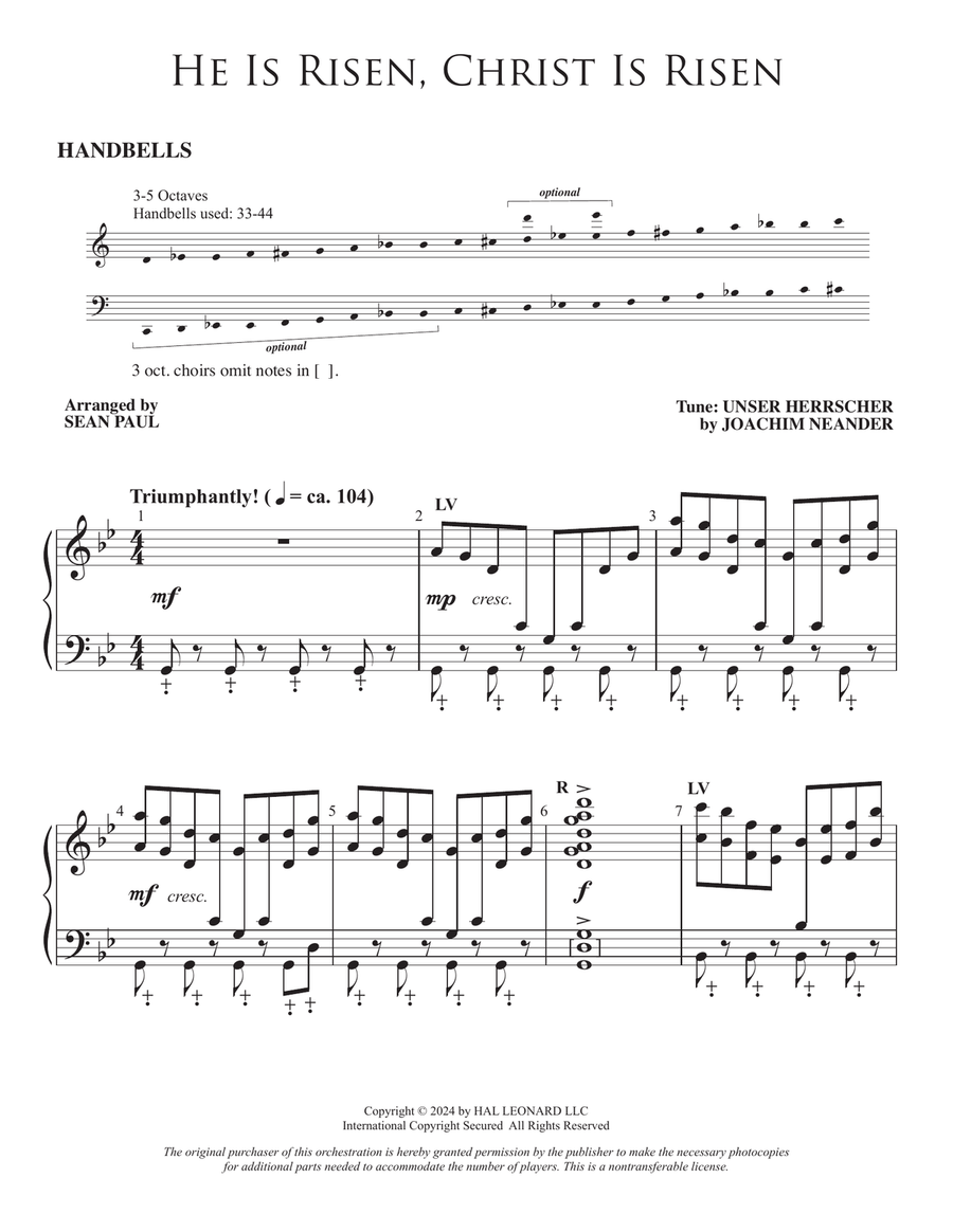 He Is Risen, Christ Is Risen (arr. Sean Paul) - Handbells Choir scores gallery preview page 1