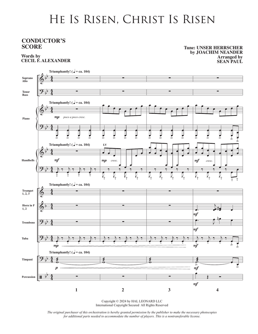 He Is Risen, Christ Is Risen (arr. Sean Paul) - Full Score Choir scores gallery preview page 1