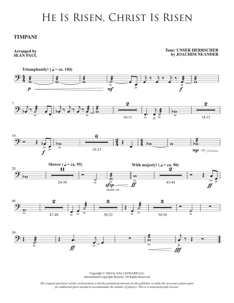 He Is Risen, Christ Is Risen (arr. Sean Paul) - Timpani Choir scores gallery preview page 1