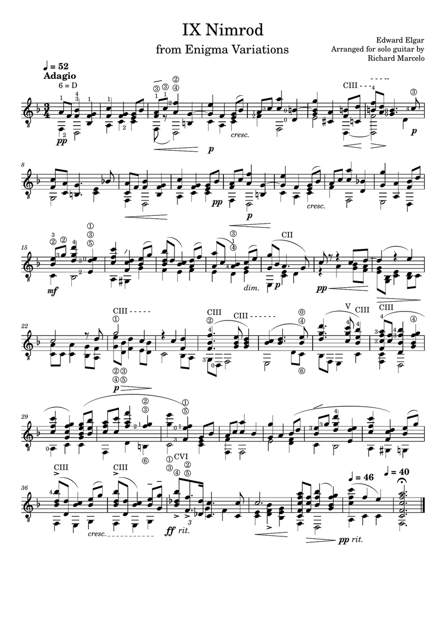 Enigma Variations - Nimrod Acoustic Guitar scores gallery preview page 1