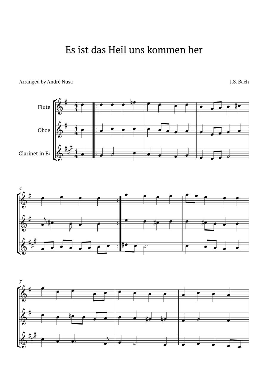 Es ist das Heil uns kommen her Woodwind Trio scores gallery preview page 1