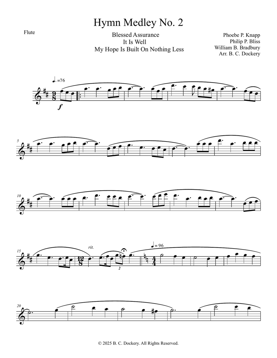 Hymn Medley No. 2 (Flute Solo) Flute Solo scores gallery preview page 1