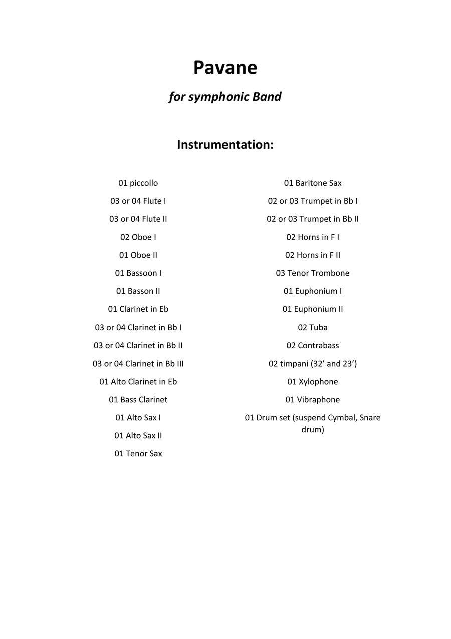 Pavane for Symphonic Band Concert Band scores gallery preview page 2