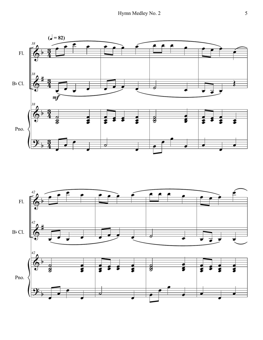 Hymn Medley No. 2 (Flute and Clarinet Duet with Piano Accompaniment) Woodwind Duet scores gallery preview page 5