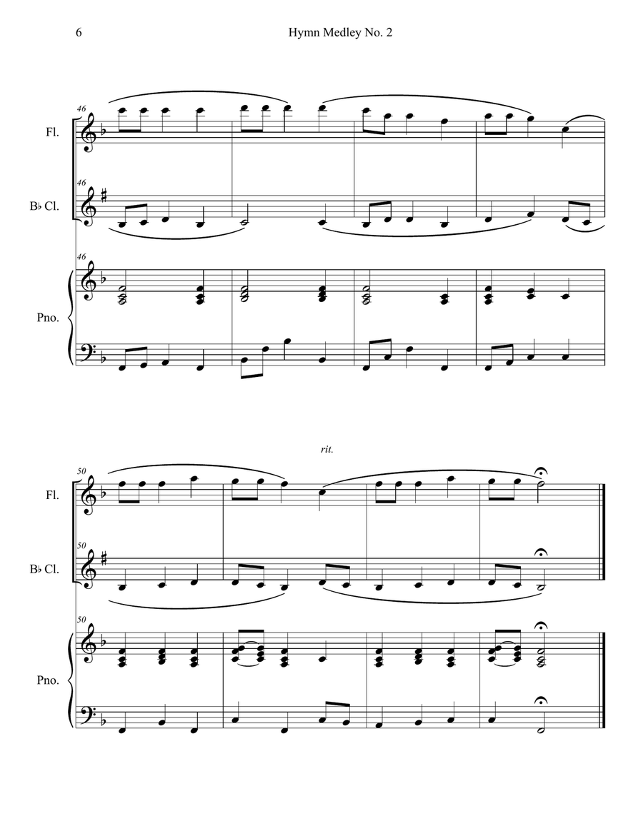 Hymn Medley No. 2 (Flute and Clarinet Duet with Piano Accompaniment) Woodwind Duet scores gallery preview page 6