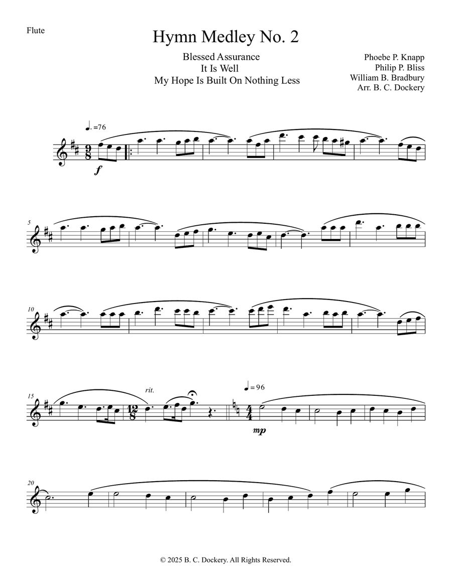 Hymn Medley No. 2 (Flute and Clarinet Duet) Woodwind Duet scores gallery preview page 4
