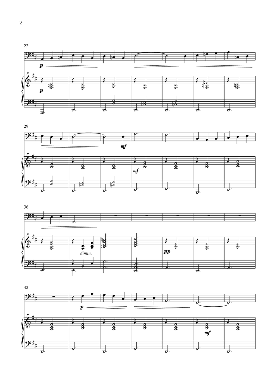 Gymnopédie 1 (Trombone and Piano) - Erik Satie Piano scores gallery preview page 2