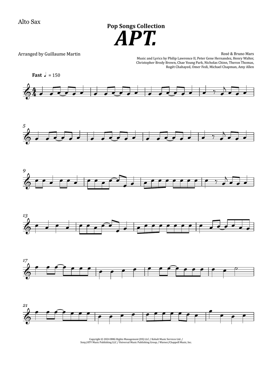 Apt. Alto Saxophone scores gallery preview page 1