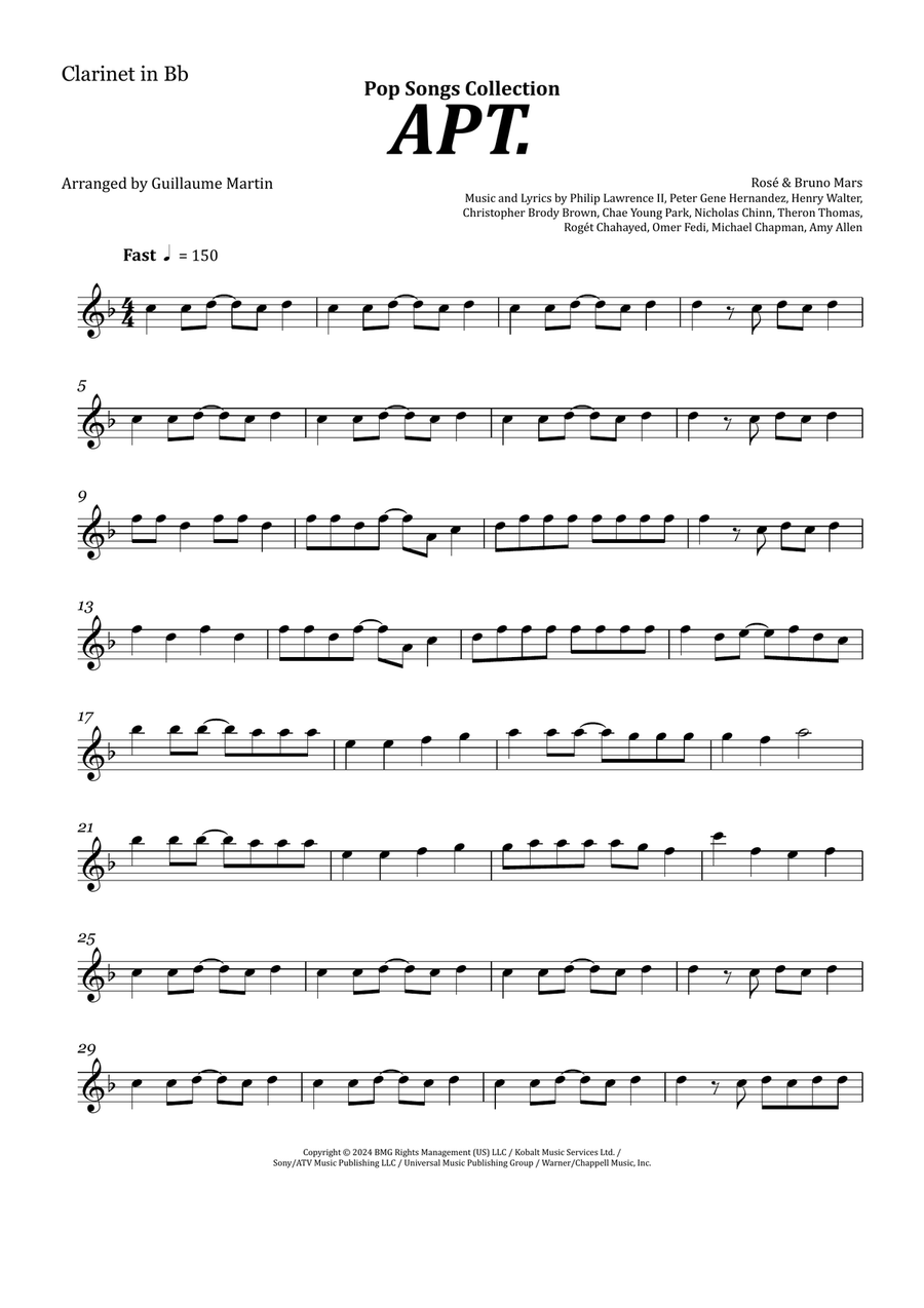 Apt. B-Flat Clarinet scores gallery preview page 1