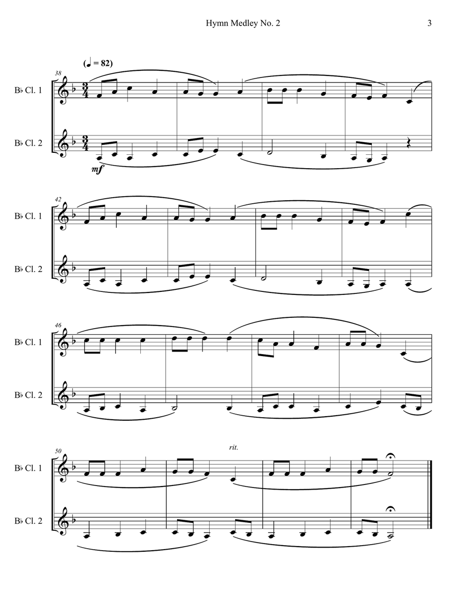 Hymn Medley No. 2 (Clarinet Duet) Clarinet Duet scores gallery preview page 3