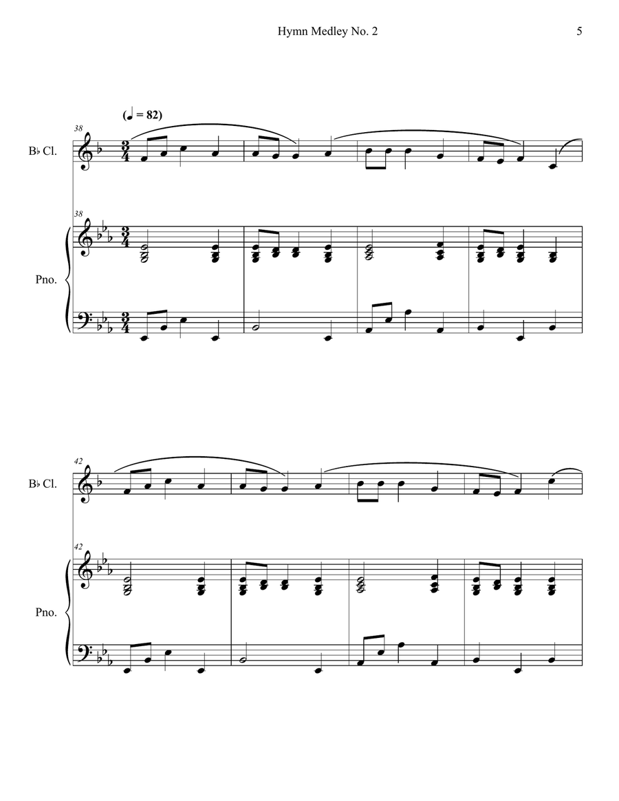 Hymn Medley No. 2 (Clarinet Solo with Piano Accompaniment) B-Flat Clarinet scores gallery preview page 5
