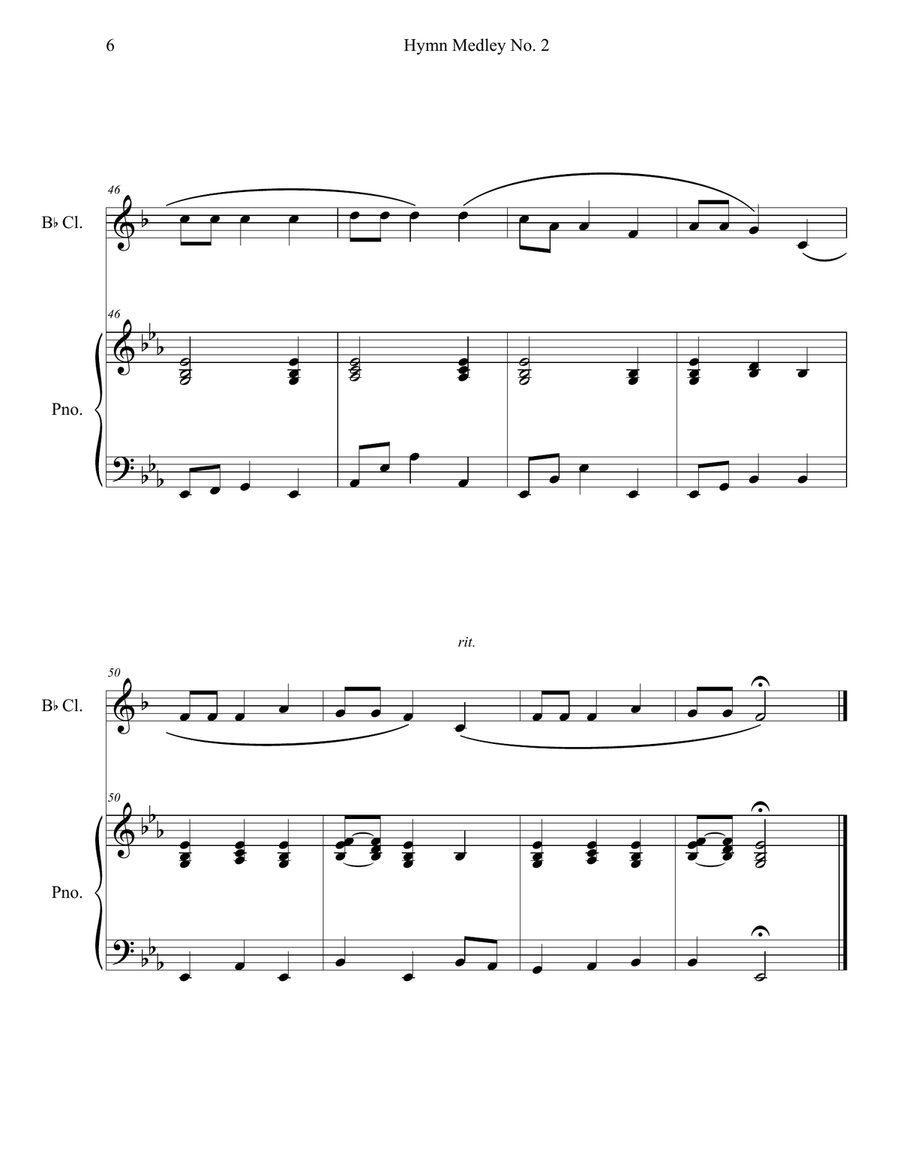 Hymn Medley No. 2 (Clarinet Solo with Piano Accompaniment) B-Flat Clarinet scores gallery preview page 6