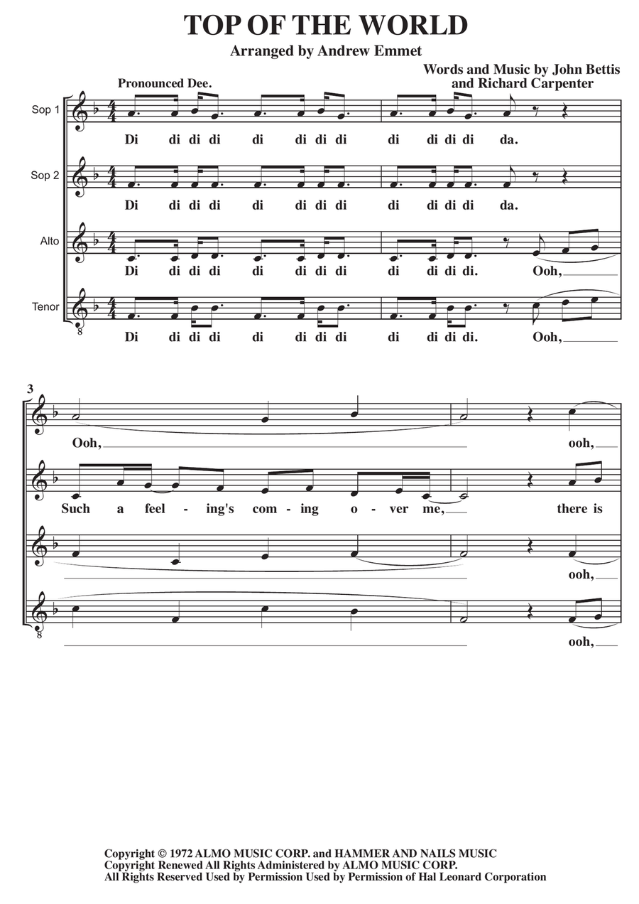 Top Of The World Top Of The World 4-Part scores gallery preview page 1