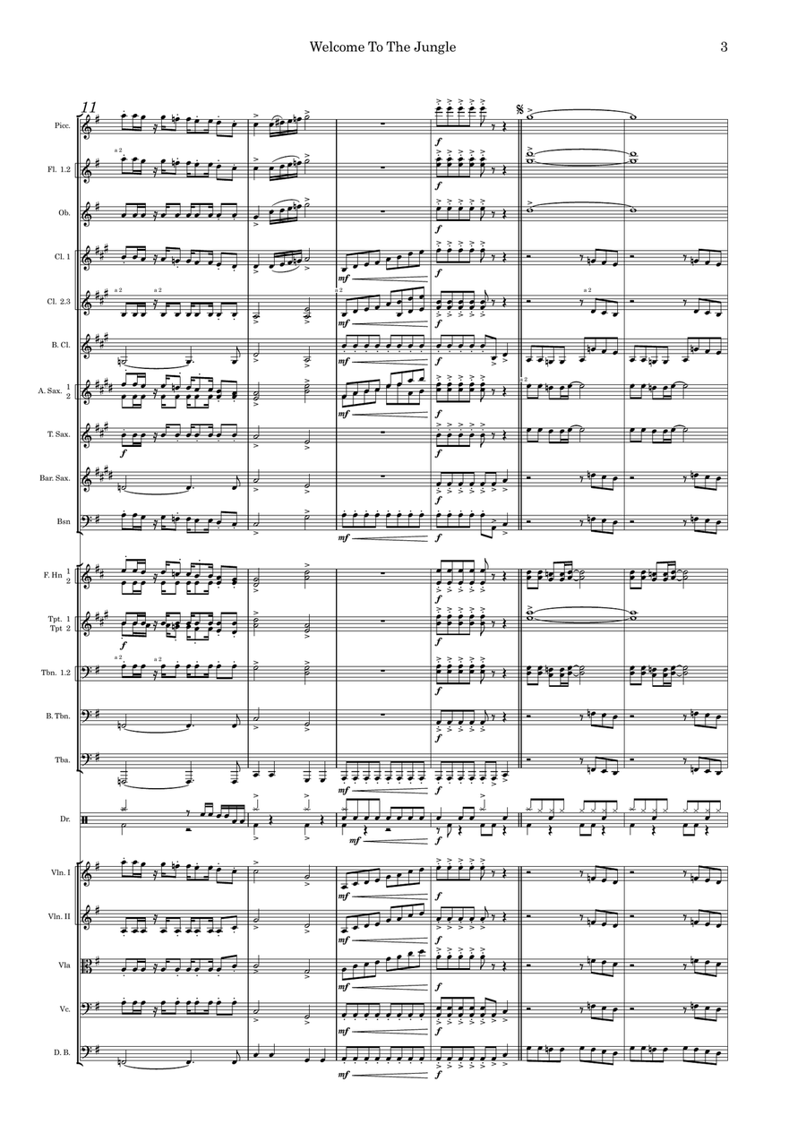Welcome To The Jungle Full Orchestra scores gallery preview page 3