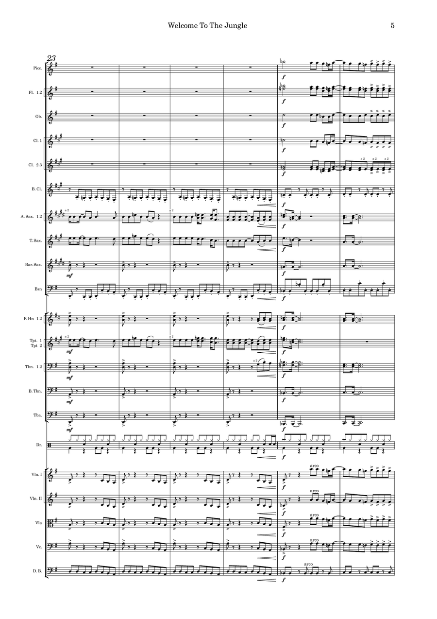 Welcome To The Jungle Full Orchestra scores gallery preview page 5