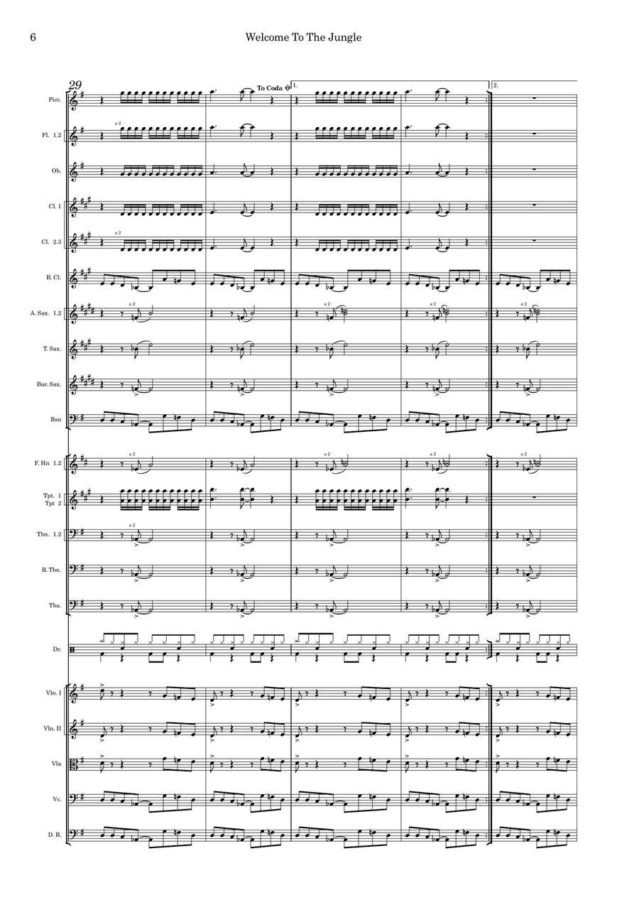 Welcome To The Jungle Full Orchestra scores gallery preview page 6