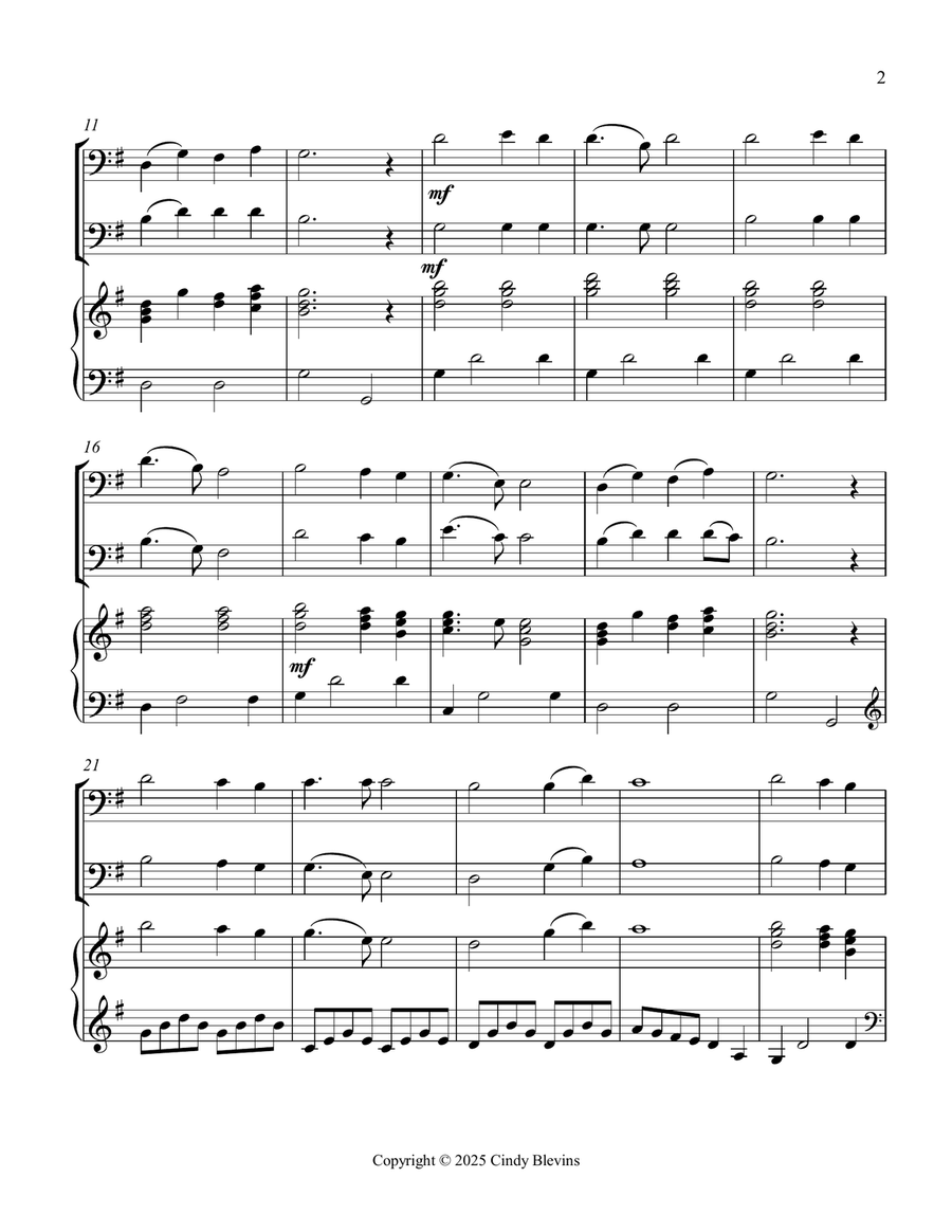 Nearer, My God, to Thee, for Two Trombones and Piano Trombone Duet scores gallery preview page 3