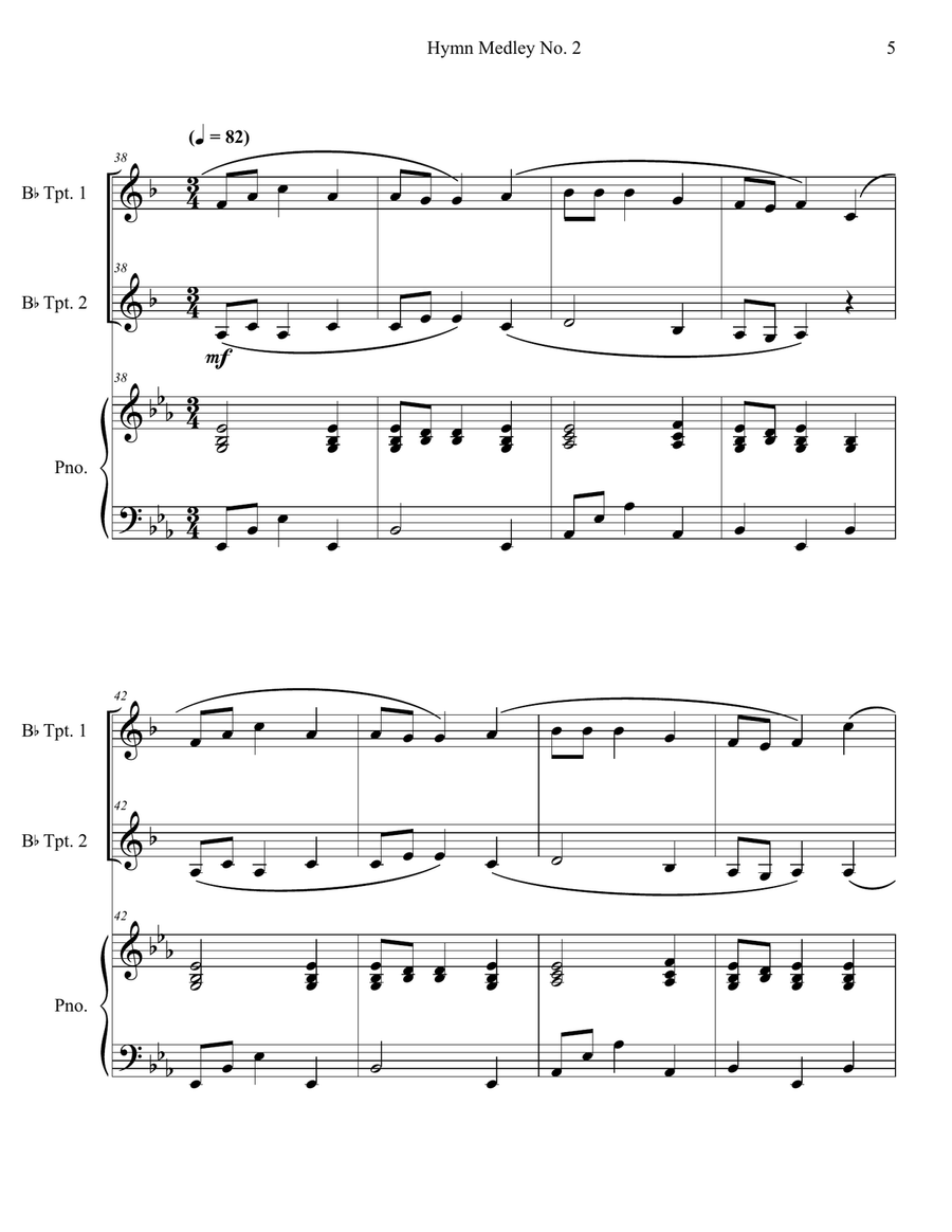 Hymn Medley No. 2 (Trumpet Duet with Piano Accompaniment) Trumpet Duet scores gallery preview page 5