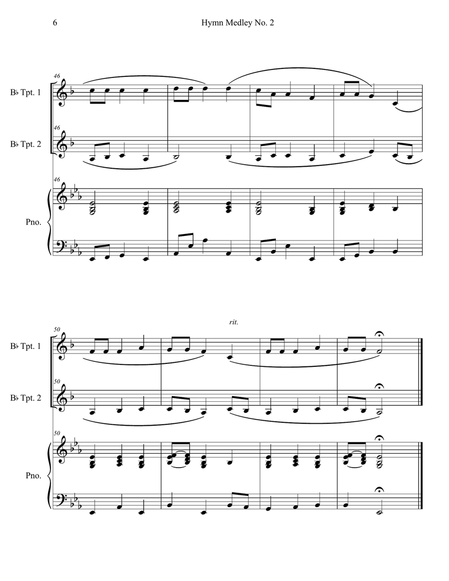Hymn Medley No. 2 (Trumpet Duet with Piano Accompaniment) Trumpet Duet scores gallery preview page 6