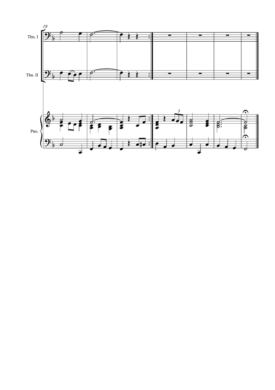 Five Sacred Songs for two Trombones with Piano accompaniment Trombone Duet scores gallery preview page 3