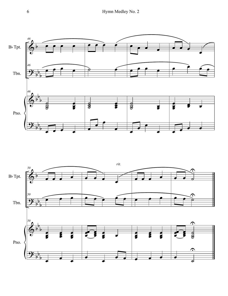 Hymn Medley No. 2 (Trumpet and Trombone Duet with Piano Accompaniment) Brass Duet scores gallery preview page 6