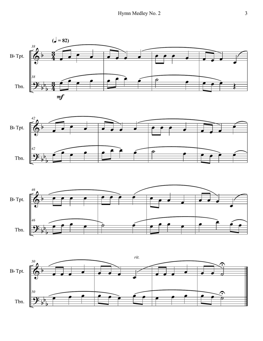 Hymn Medley No. 2 (Trumpet and Trombone Duet) Brass Duet scores gallery preview page 3