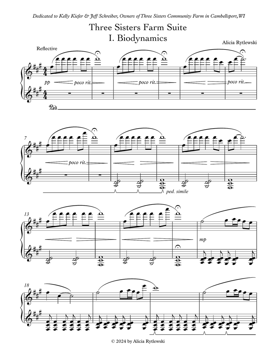 Three Sisters Farm Suite: I. Biodynamics II. The Farmers III. Soil Fertility Piano, Vocal scores gallery preview page 1