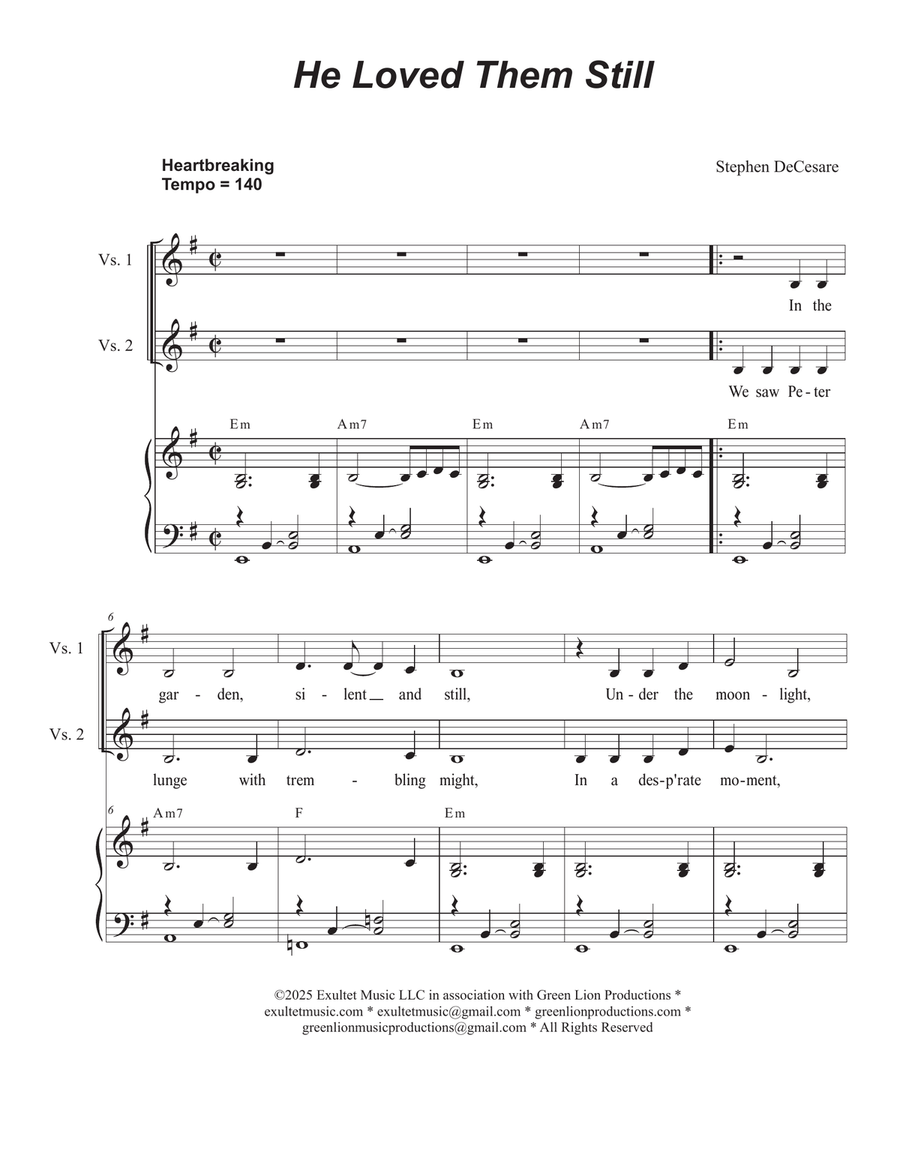 He Loved Them Still (2-part choir - (Soprano and Tenor) 2-Part scores gallery preview page 1