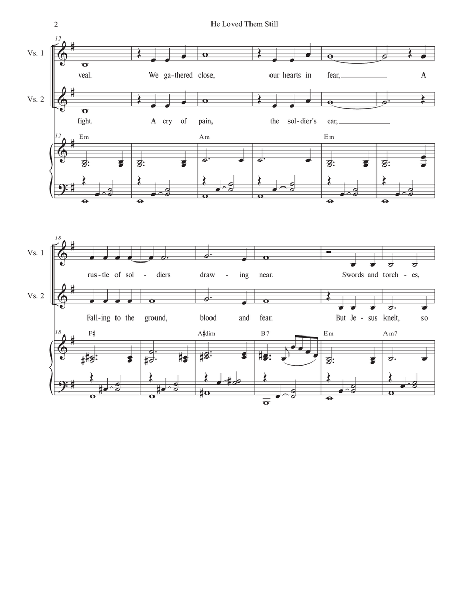 He Loved Them Still (SAB) 3-Part scores gallery preview page 2