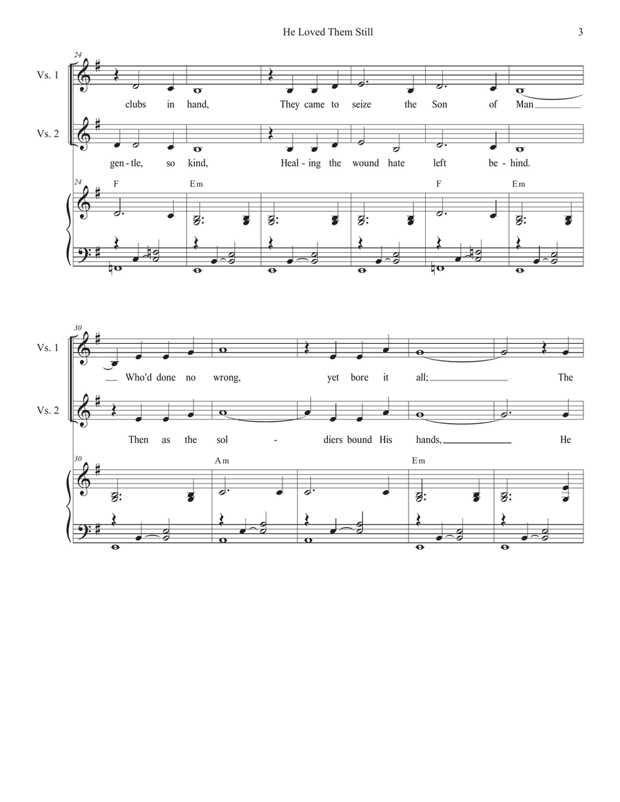 He Loved Them Still (SAB) 3-Part scores gallery preview page 3