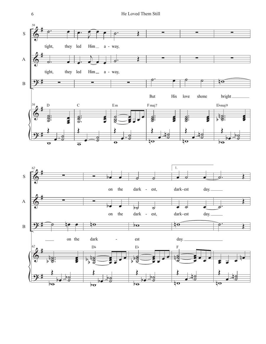 He Loved Them Still (SAB) 3-Part scores gallery preview page 6