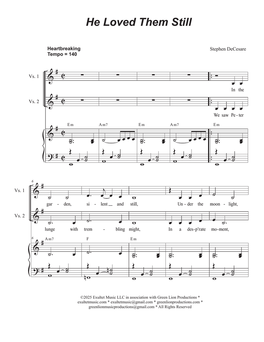 He Loved Them Still (2-part choir - (TB) TB scores gallery preview page 1